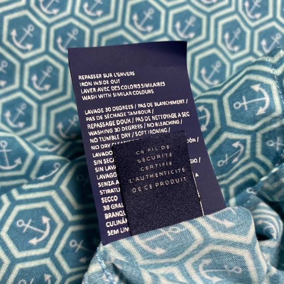 Vilebrequin Caracal Shirt Mens XL Green Anchors All Over Button Up Long Sleeve - Picture 7 of 12